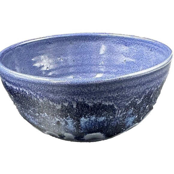 Two Tone Blue Marble Glazed Stoneware Pottery Cereal Soup Ice Cream Bowls 4 - Picture 15 of 16
